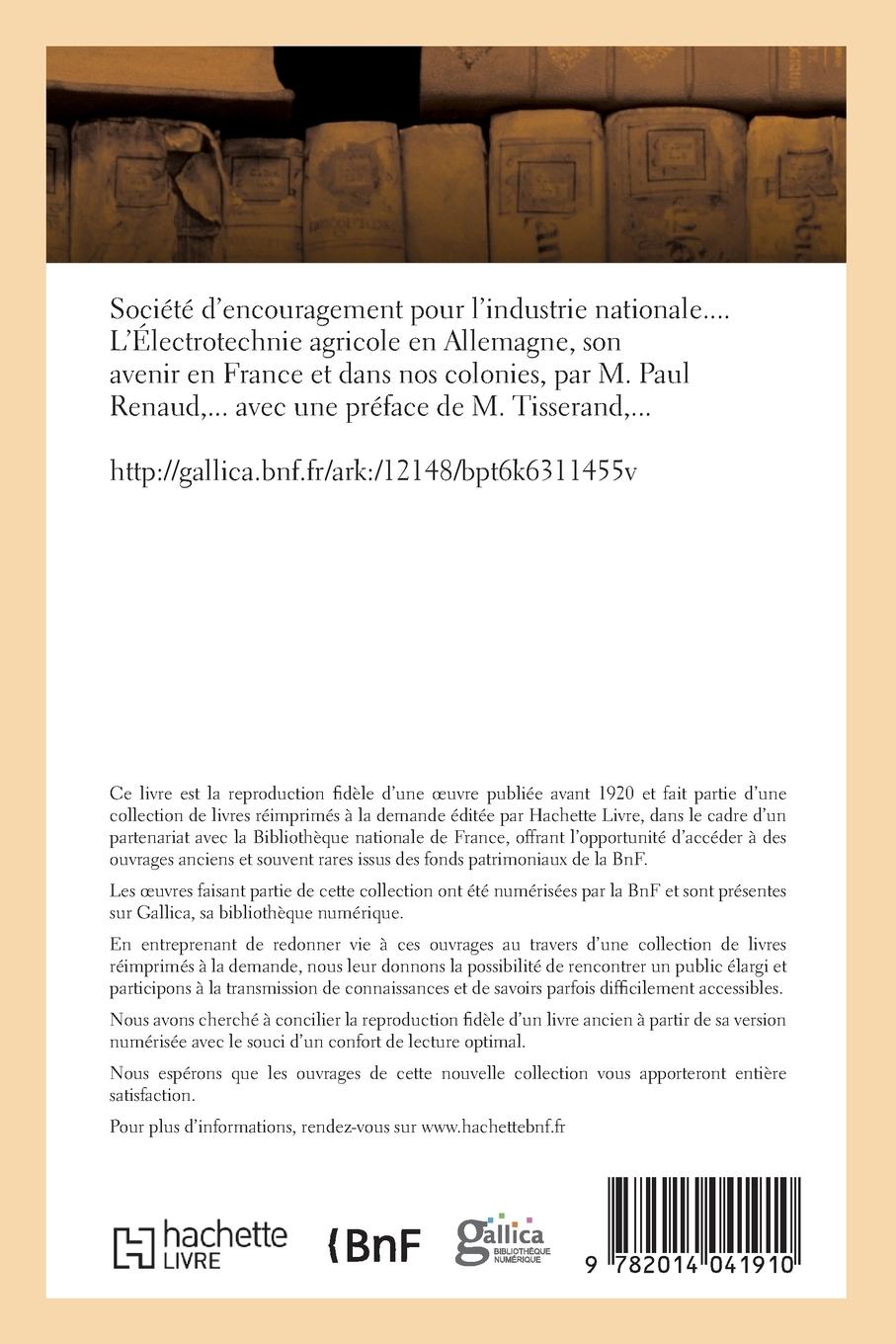 Rückseitencover Société d'Encouragement Pour l'Industrie Nationale