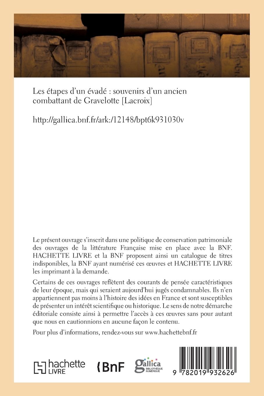 Rückseitencover Les Étapes d'Un Évadé, Souvenirs d'Un Ancien Combattant de Gravelotte