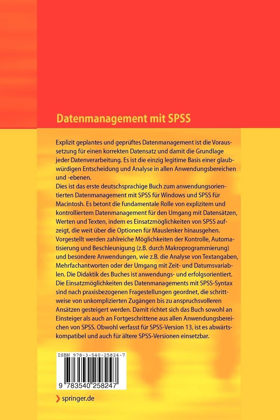 Rückseitencover Datenmanagement mit SPSS