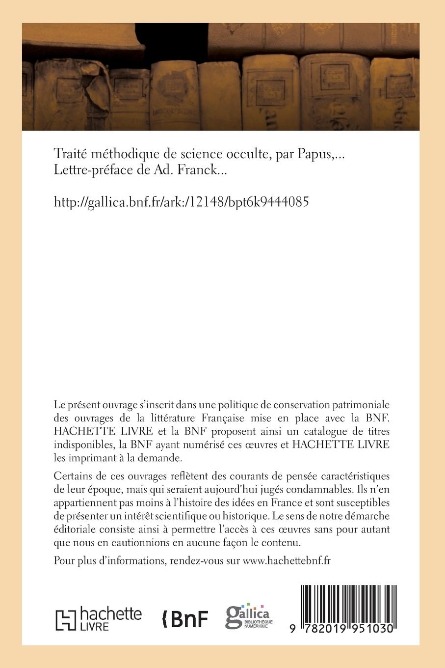 Rückseitencover Traité Méthodique de Science Occulte