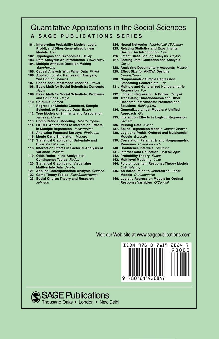 Rückseitencover An Introduction to Generalized Linear Models