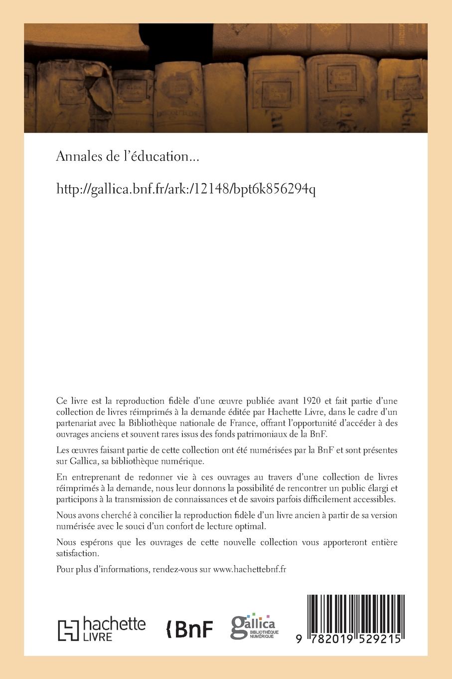 Rückseitencover Annales de l'Éducation Tome 3