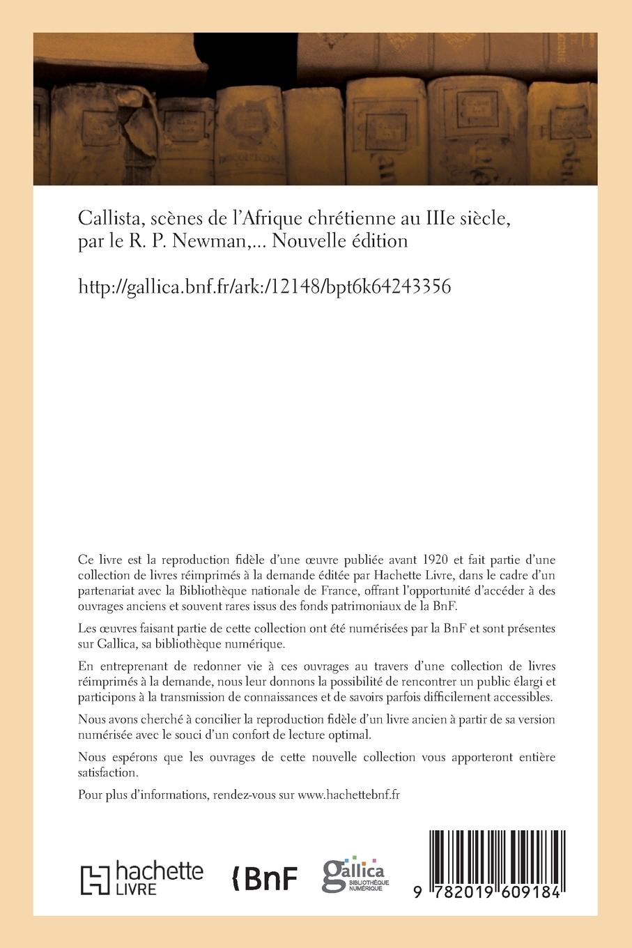 Rückseitencover Callista, Scènes de l'Afrique Chrétienne Au Iiie Siècle, Nouvelle Édition