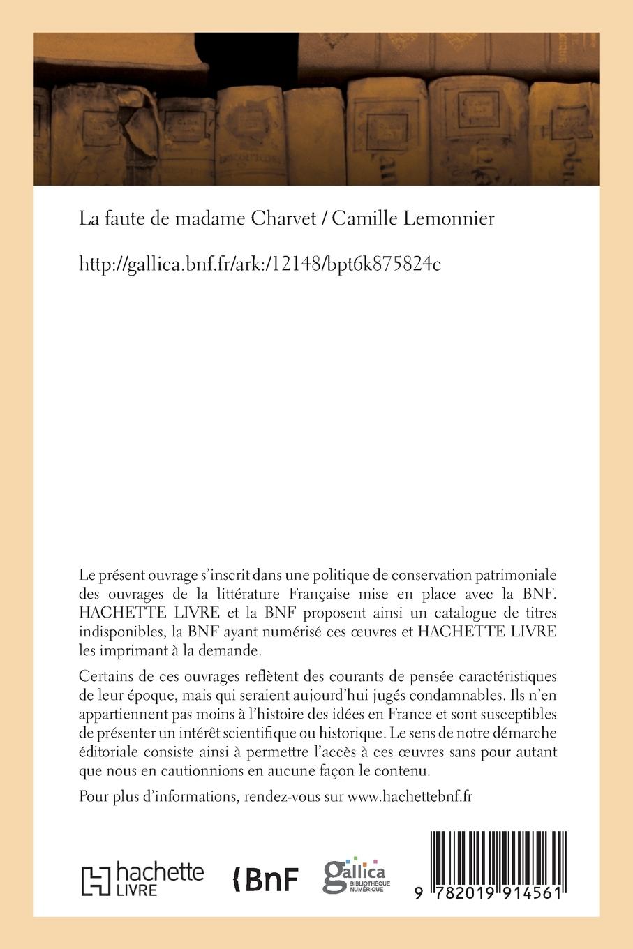 Rückseitencover La faute de madame Charvet