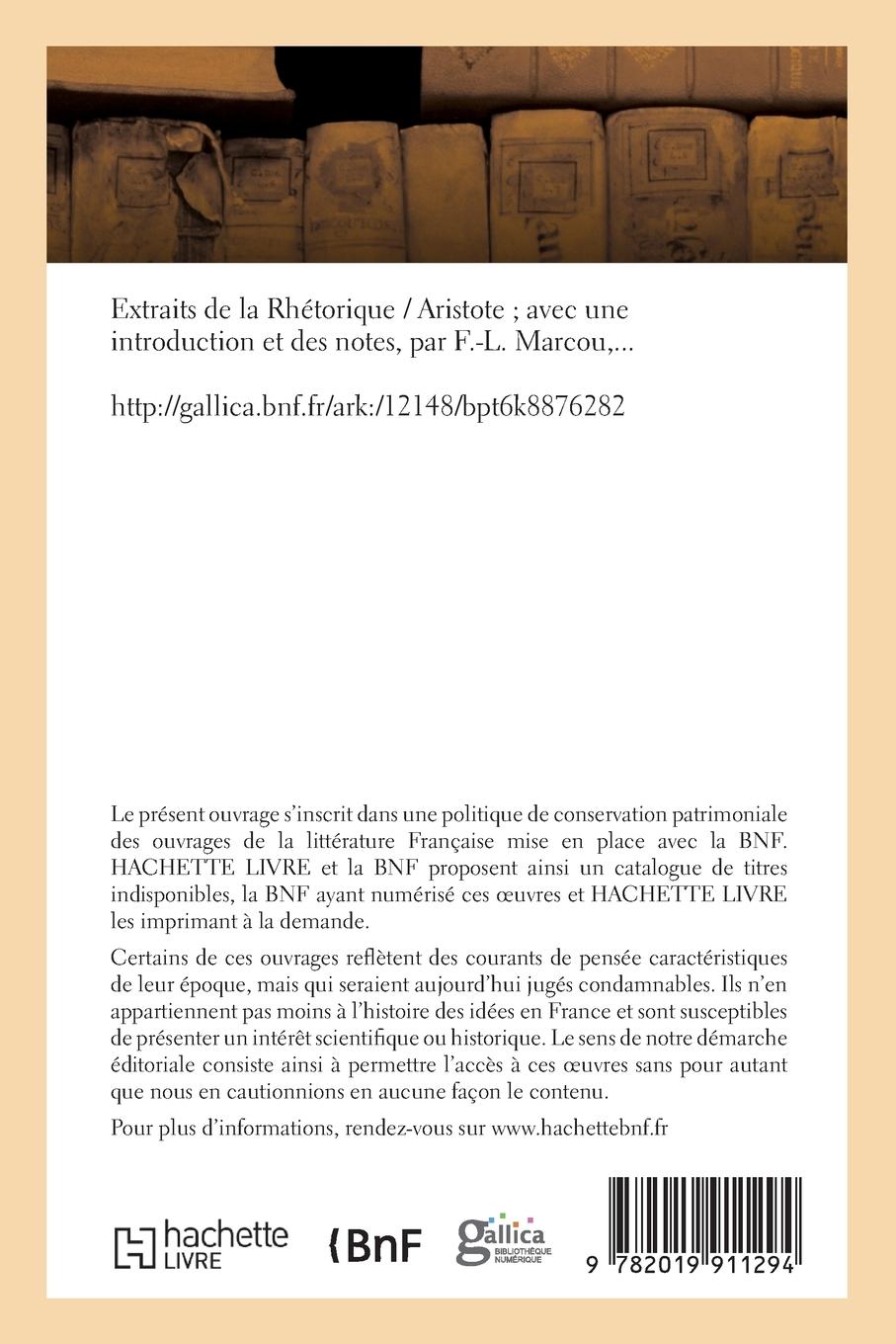 Rückseitencover Extraits de la Rhétorique