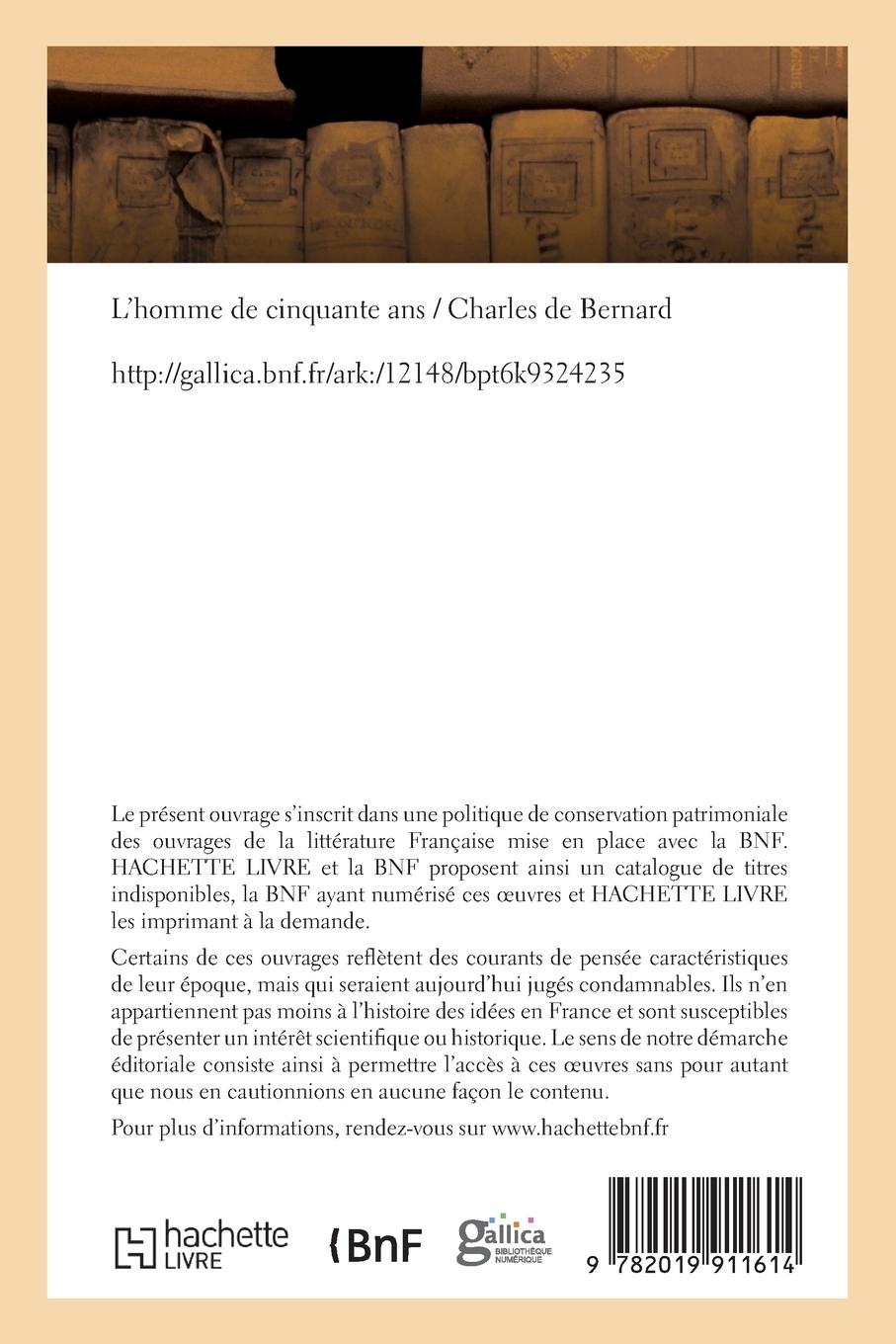 Rückseitencover L'Homme de Cinquante ANS