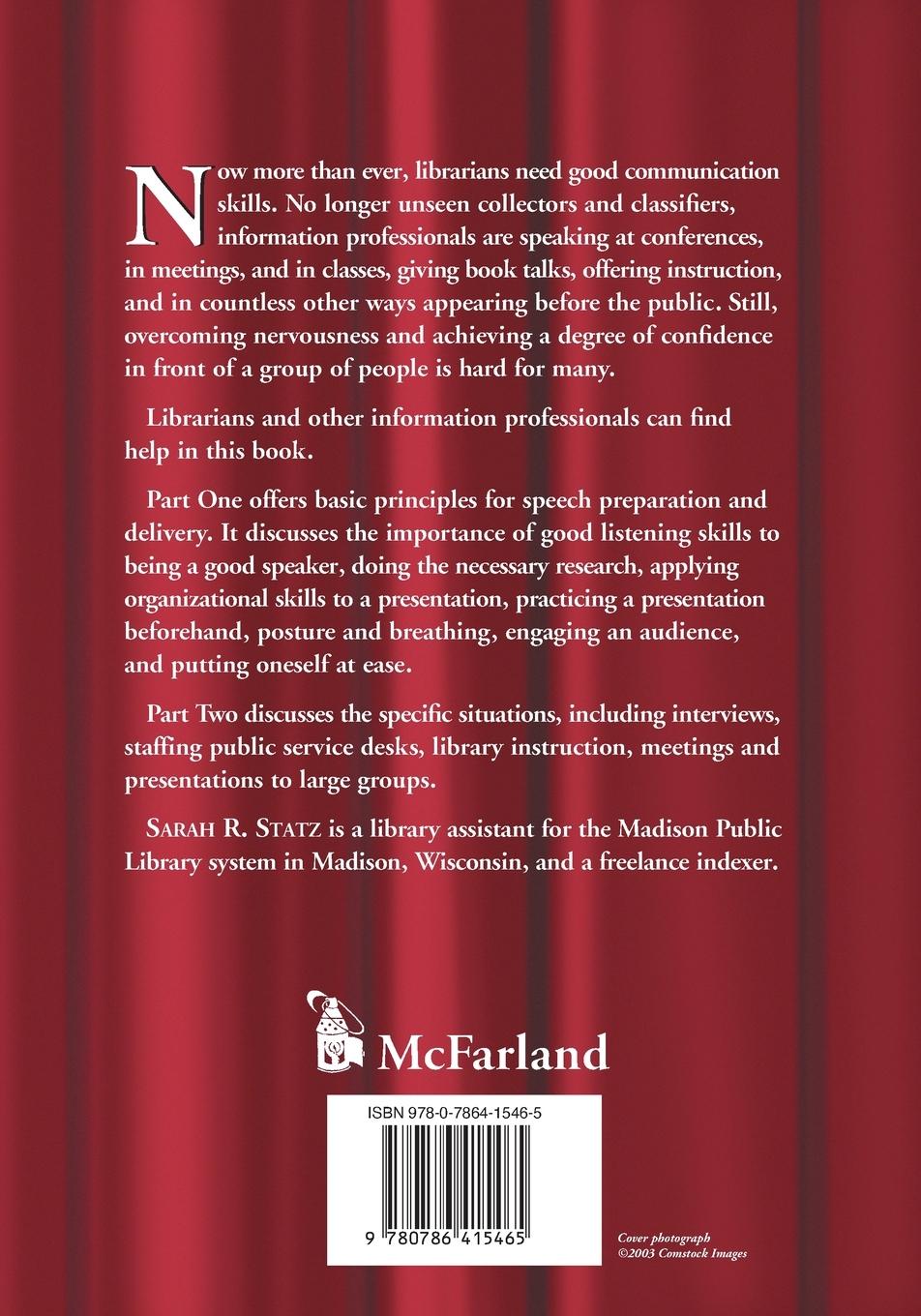 Rückseitencover Public Speaking Handbook for Librarians and Information Professionals