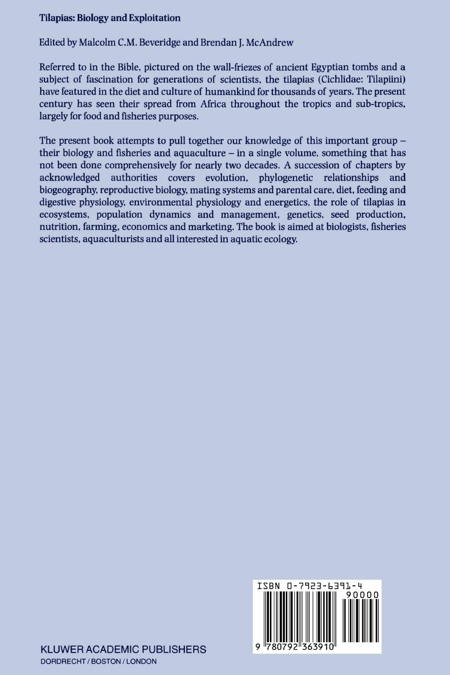 Rückseitencover Tilapias: Biology and Exploitation
