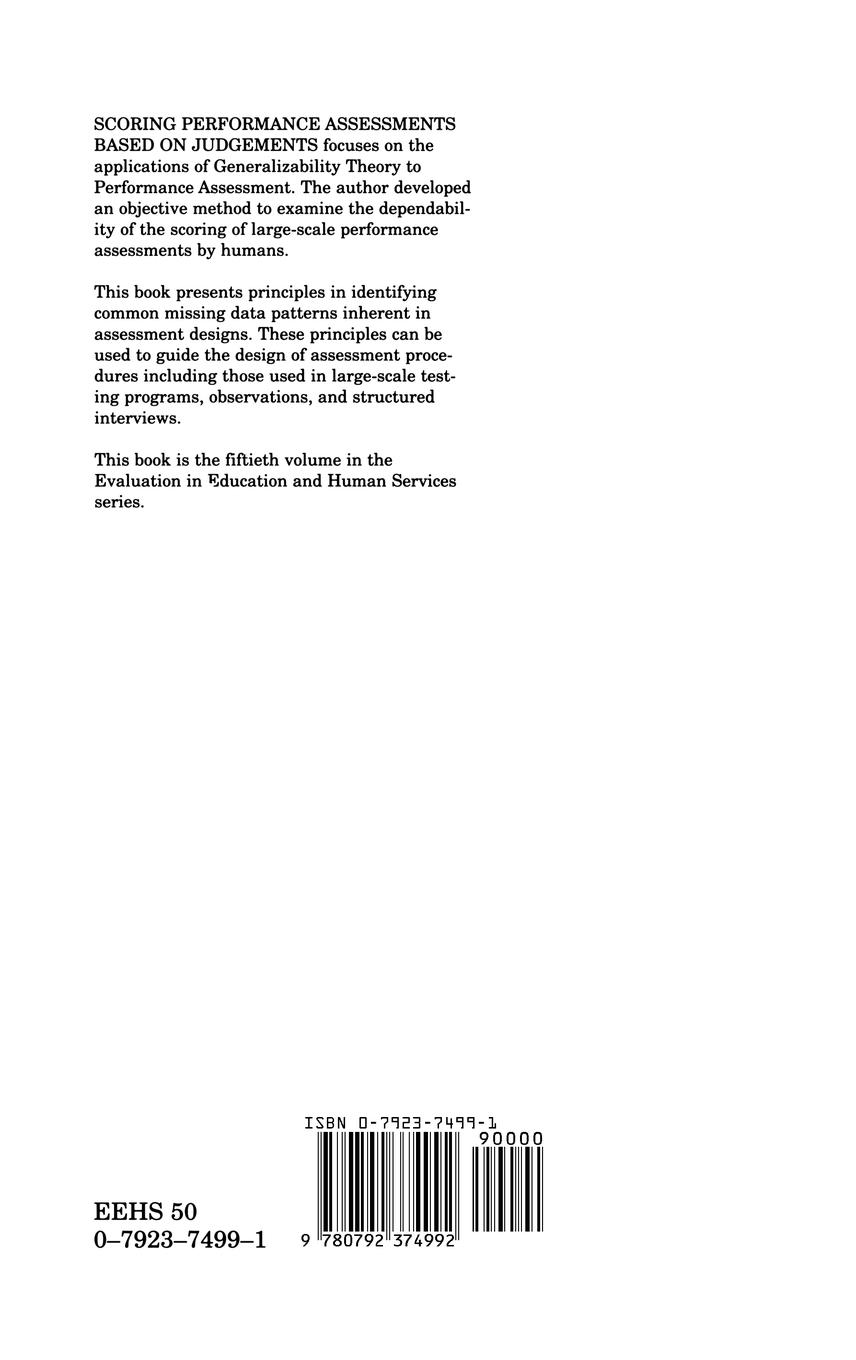 Rückseitencover Scoring Performance Assessments Based on Judgements