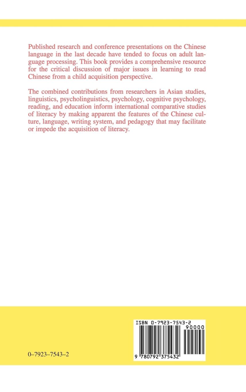 Rückseitencover Chinese Children's Reading Acquisition