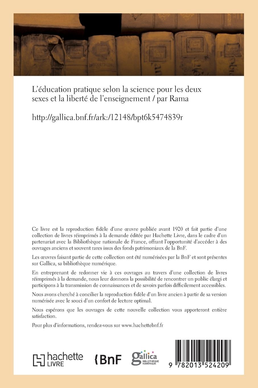 Rückseitencover L'Éducation Pratique Selon La Science Pour Les Deux Sexes Et La Liberté de l'Enseignement
