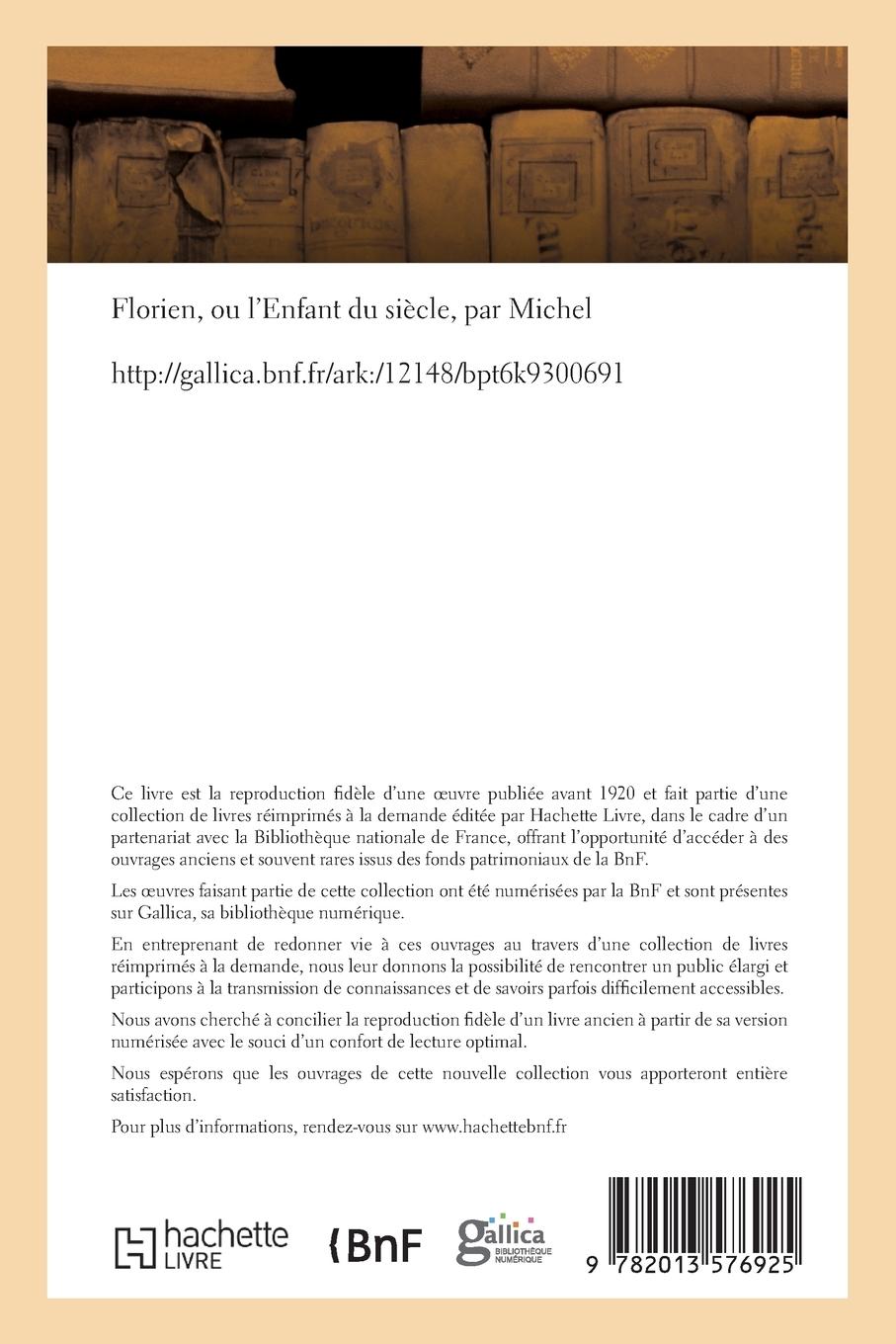 Rückseitencover Florien, Ou l'Enfant Du Siècle