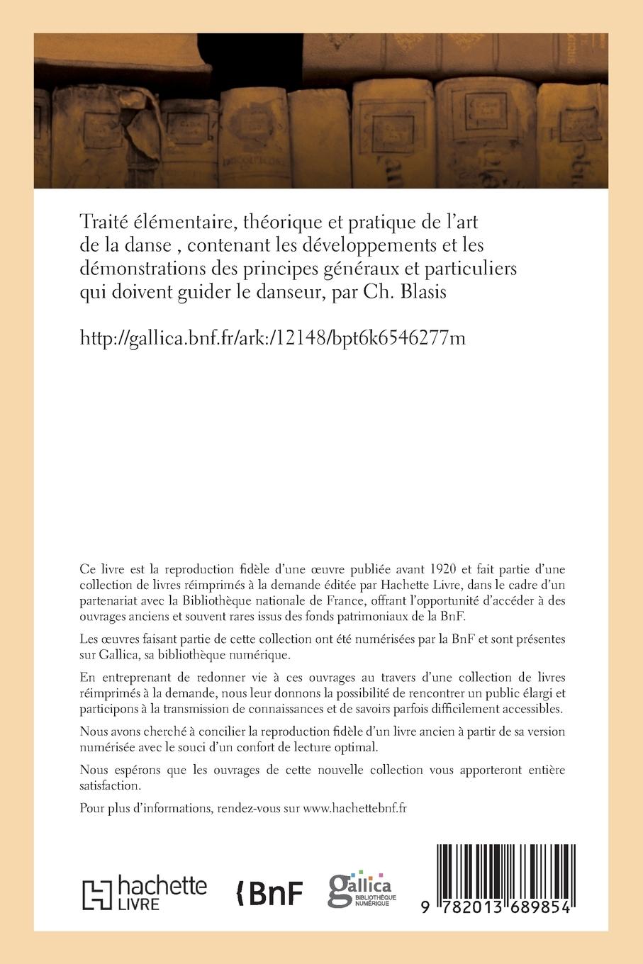 Rückseitencover Traité Élémentaire, Théorique Et Pratique de l'Art de la Danse, Principes Généraux Et Particuliers