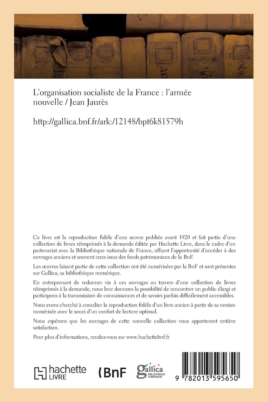 Rückseitencover L'Organisation Socialiste de la France: l'Armée Nouvelle