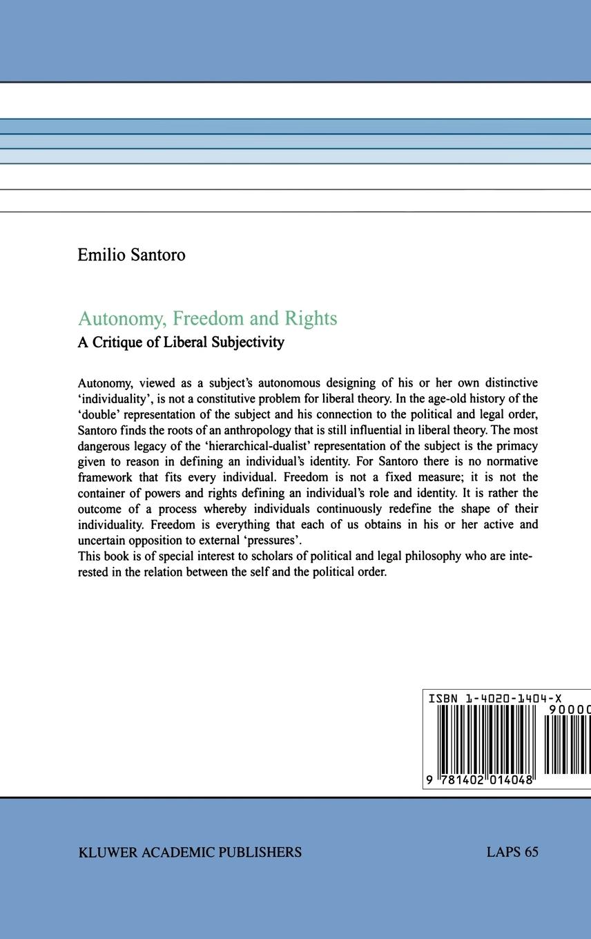 Rückseitencover Autonomy, Freedom and Rights