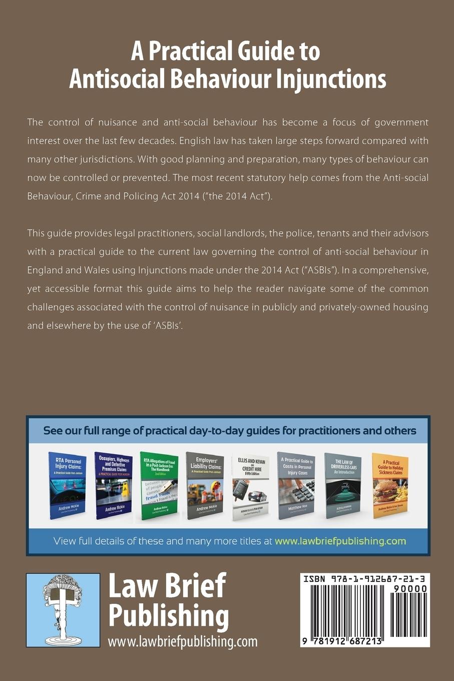 Rückseitencover A Practical Guide to Antisocial Behaviour Injunctions