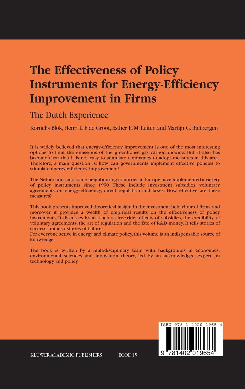 Rückseitencover The Effectiveness of Policy Instruments for Energy-Efficiency Improvement in Firms