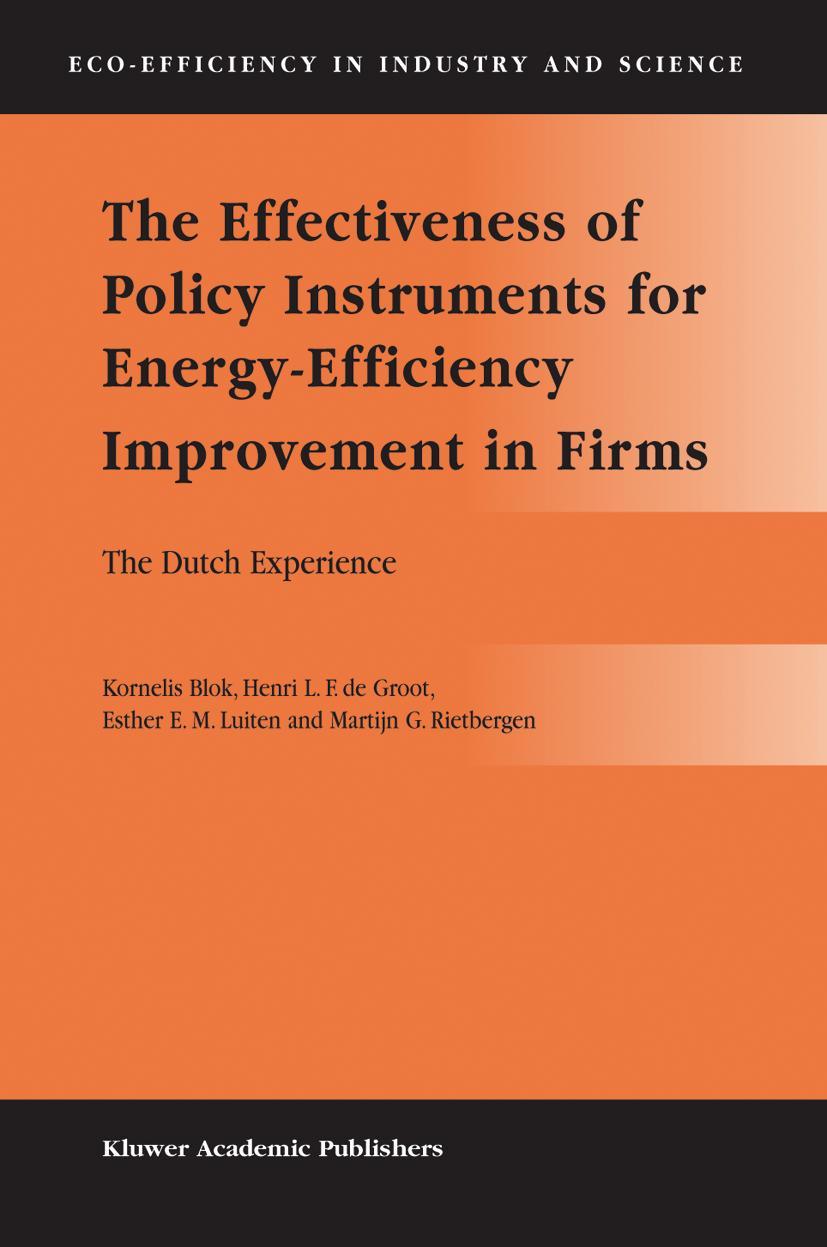 Vorderes Coverbild The Effectiveness of Policy Instruments for Energy-Efficiency Improvement in Firms