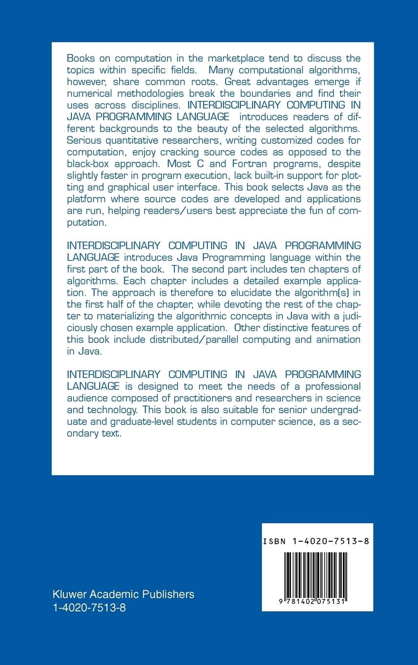 Rückseitencover Interdisciplinary Computing in Java Programming