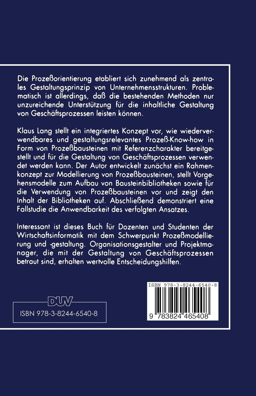 Rückseitencover Gestaltung von Geschäftsprozessen mit Referenzprozeßbausteinen
