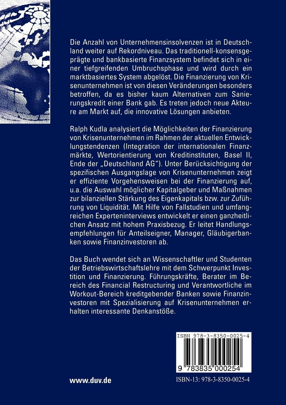 Rückseitencover Finanzierung in der Sanierung