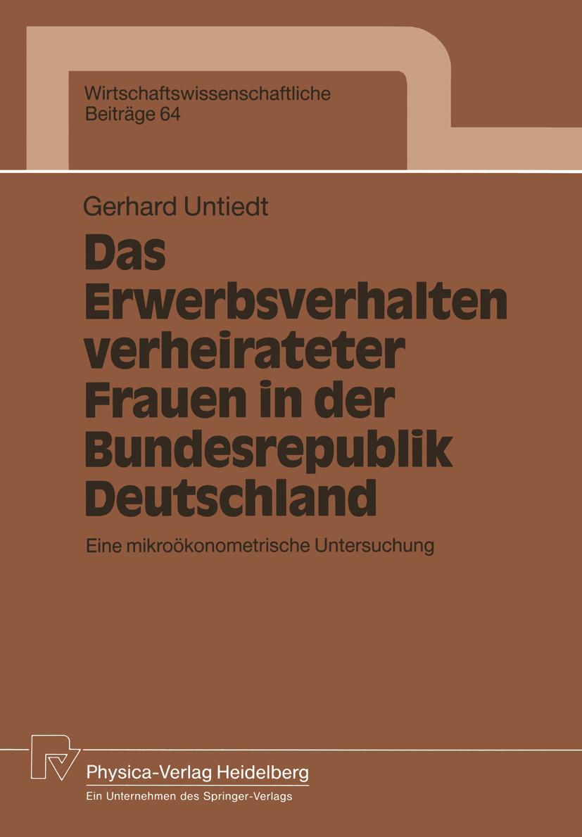 Vorderes Coverbild Das Erwerbsverhalten verheirateter Frauen in der Bundesrepublik Deutschland