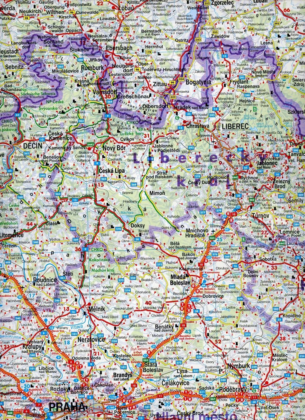 Beispielinhalt (Bild) Tschechische Republik / Slowakische Republik  1 : 400 000. Autokarte