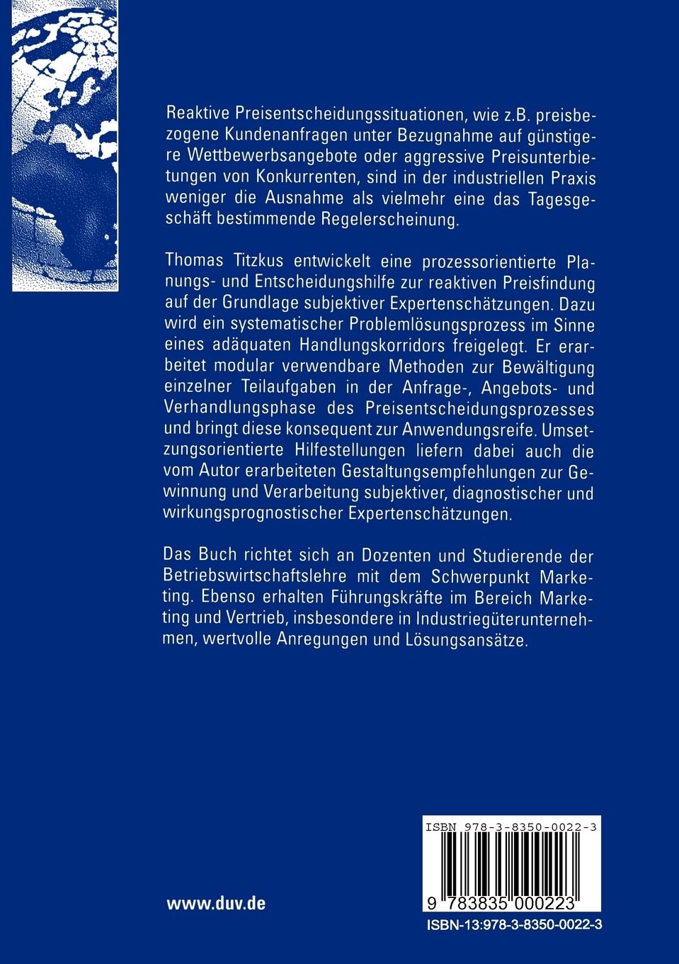 Rückseitencover Reaktive Preispolitik in industriellen Kundenbeziehungen