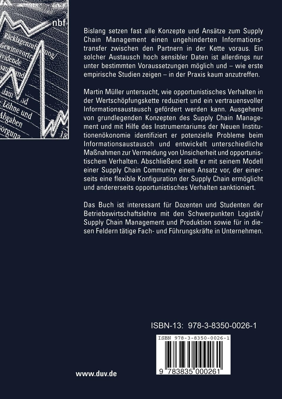 Rückseitencover Informationstransfer im Supply Chain Management