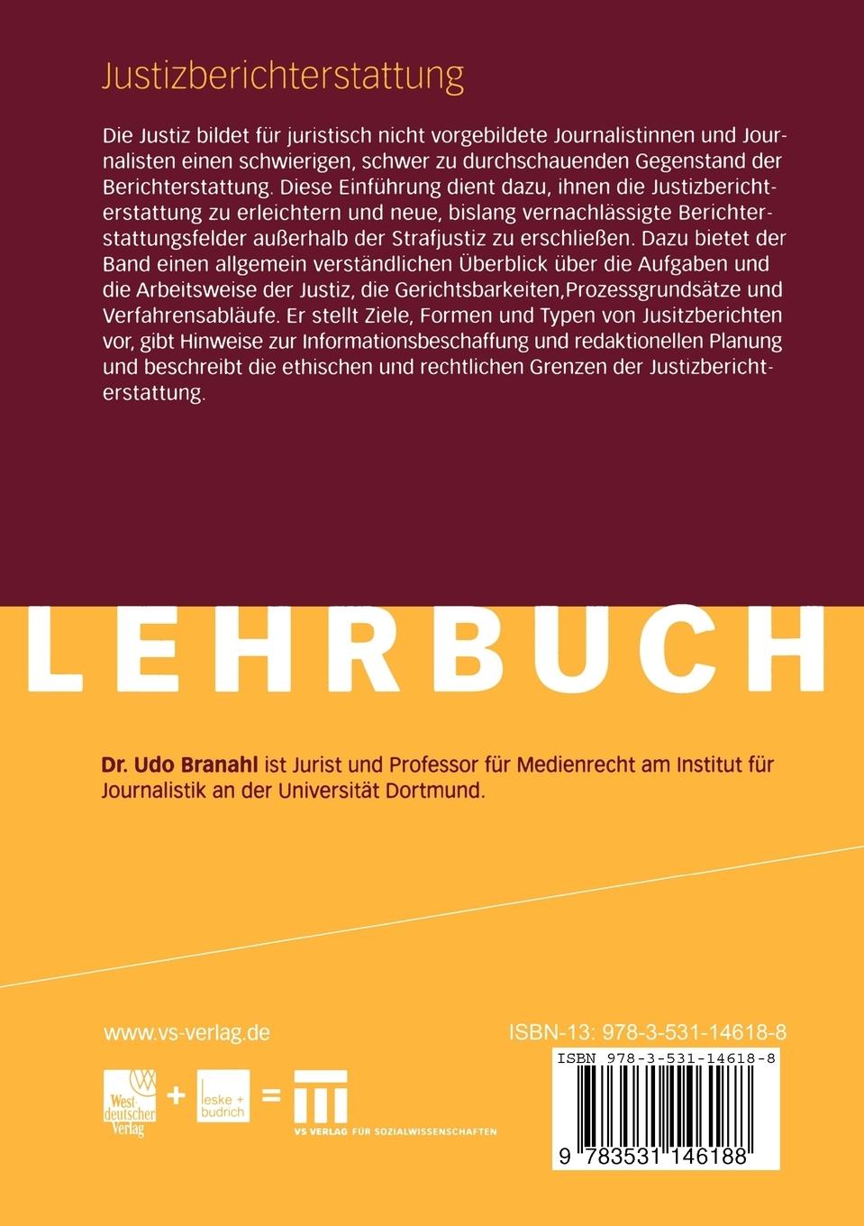 Rückseitencover Justizberichterstattung