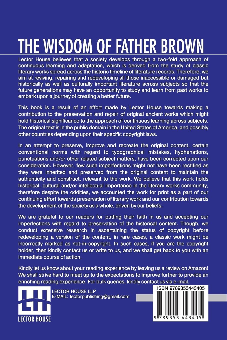 Rückseitencover The Wisdom Of Father Brown