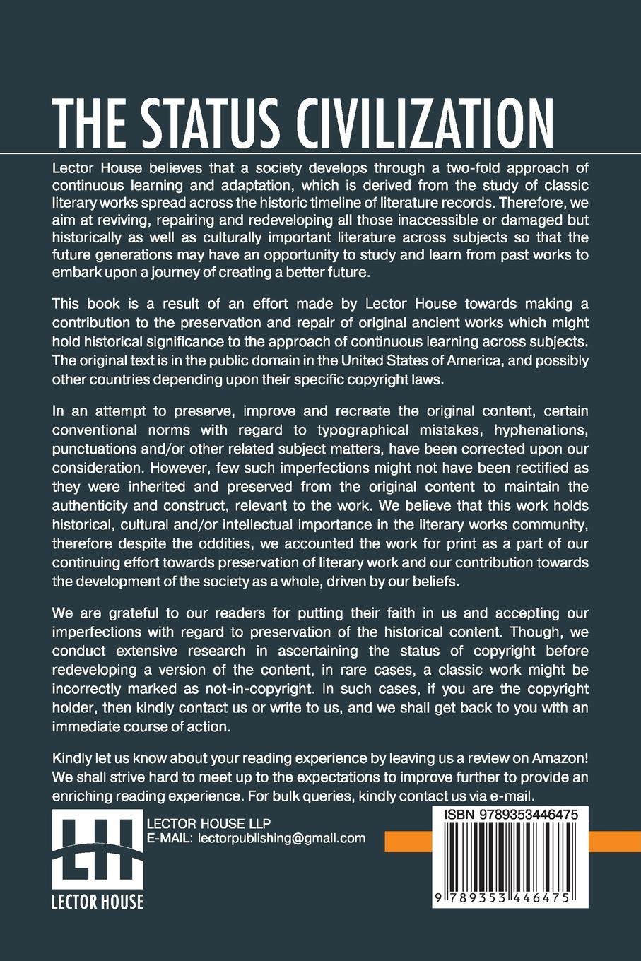 Rückseitencover The Status Civilization