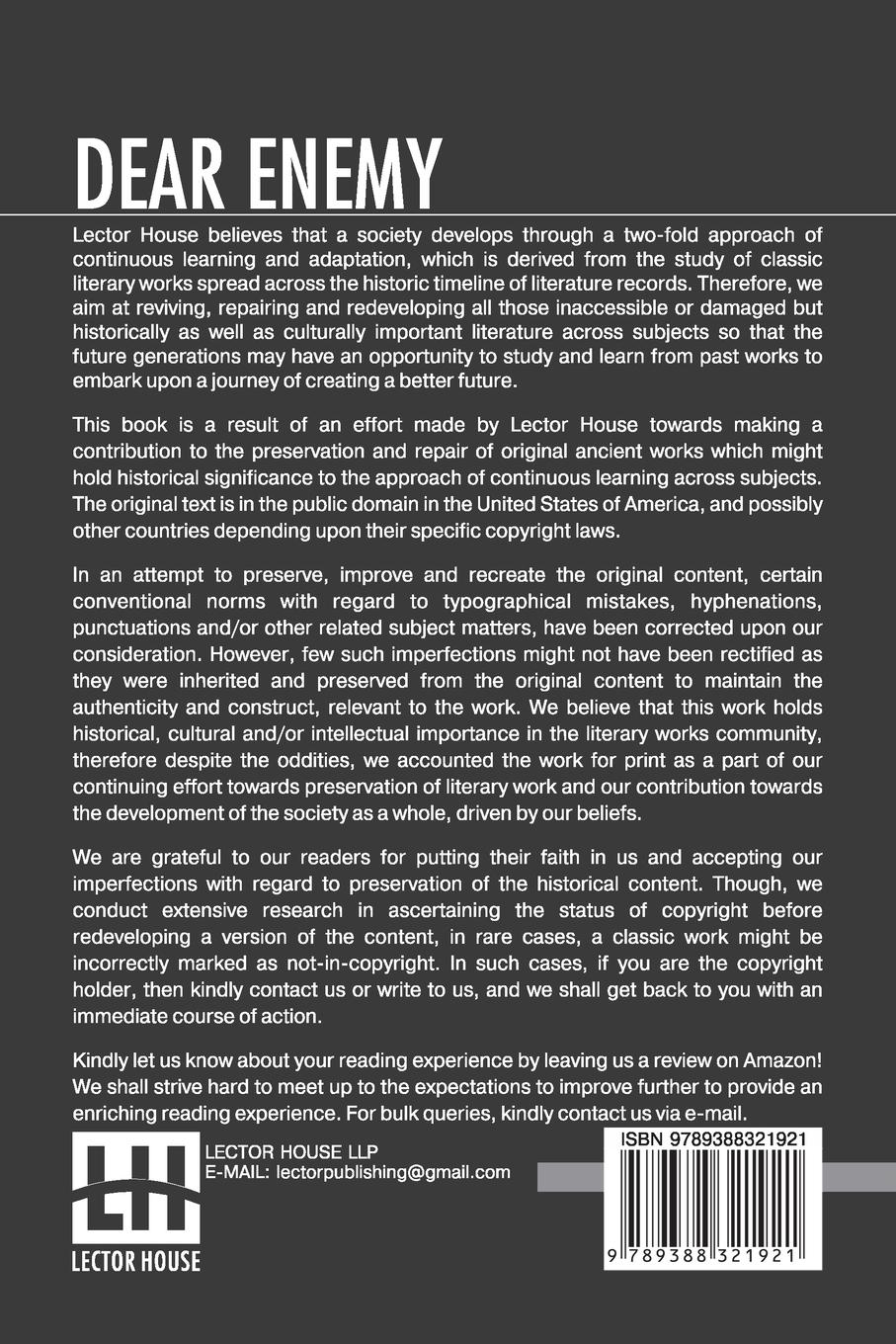 Rückseitencover Dear Enemy