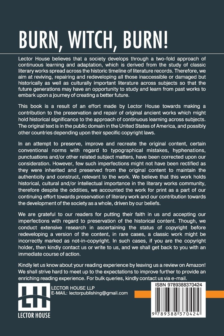 Rückseitencover Burn, Witch, Burn!