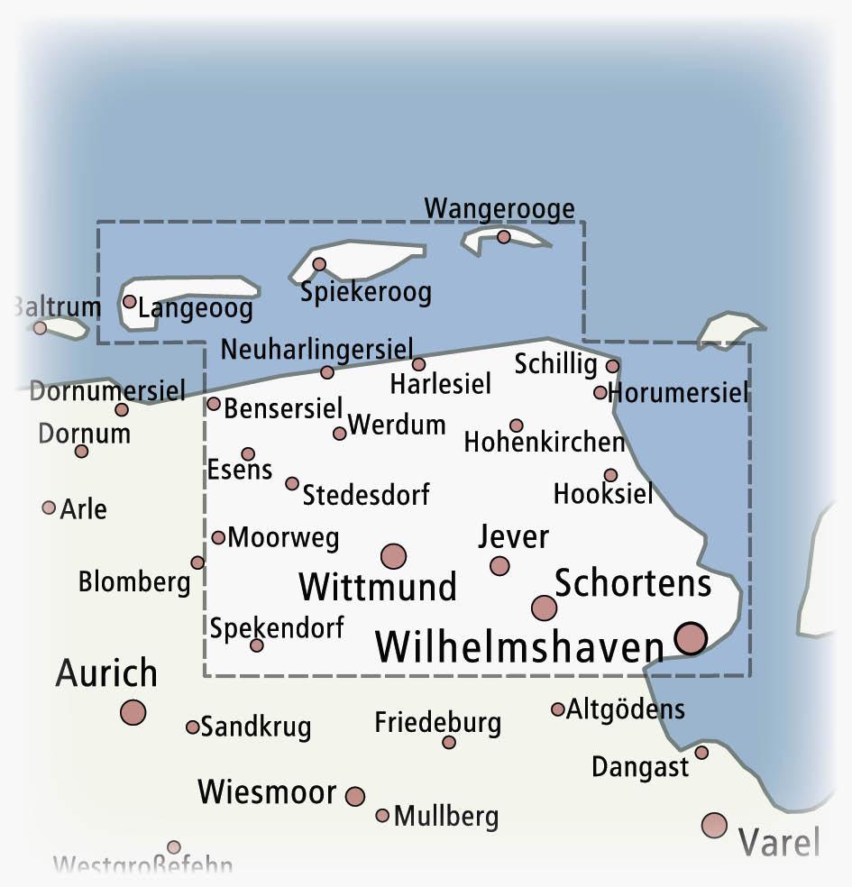 Beispielinhalt (Bild) Ostfriesische Nordseeküste, Wilhelmshaven - Jever - Wittmund 1:50 000