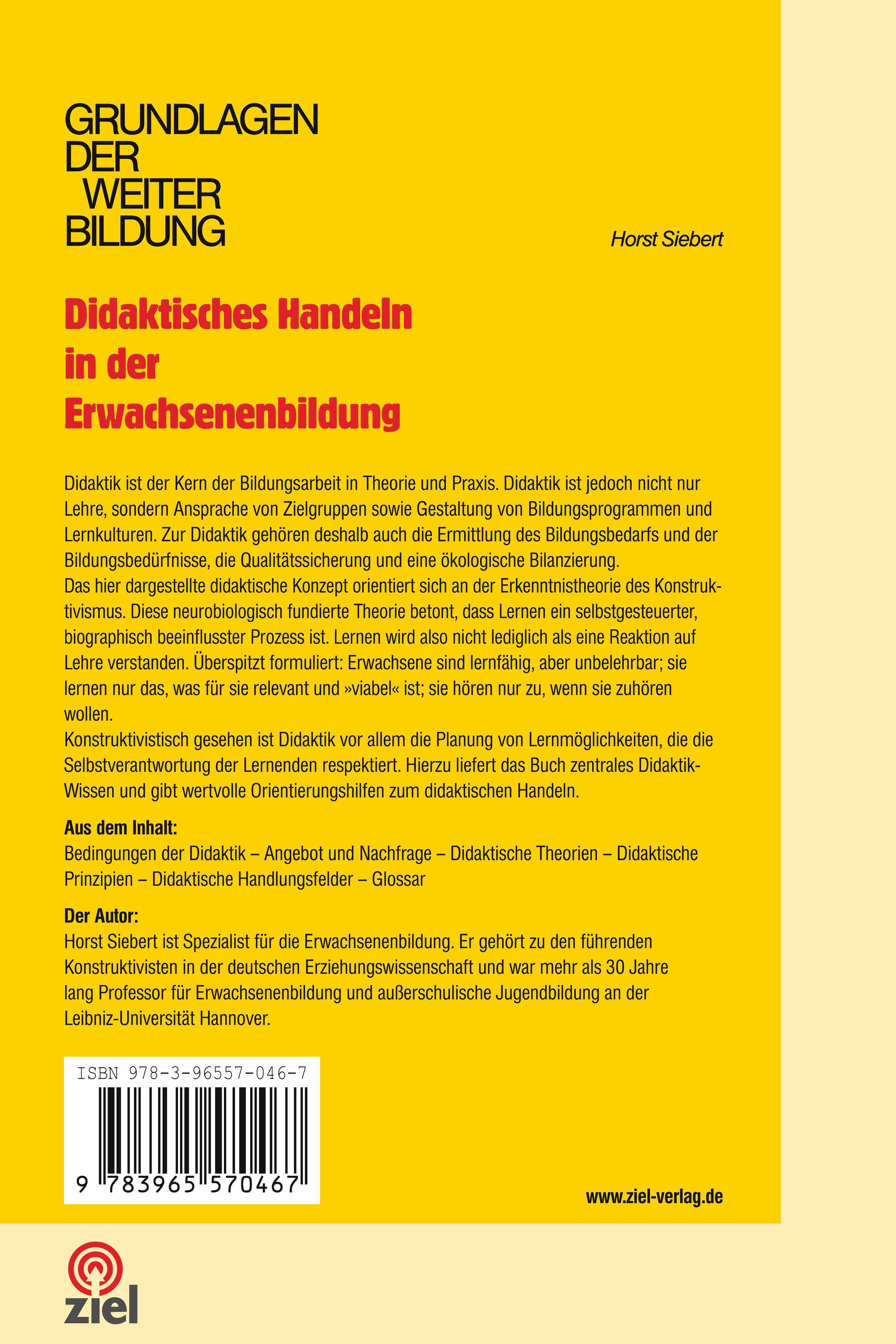 Rückseitencover Didaktisches Handeln in der Erwachsenenbildung