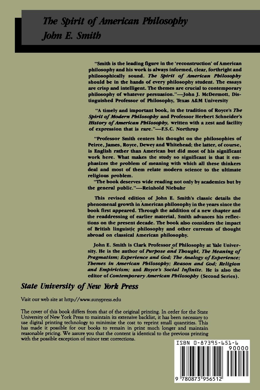 Rückseitencover The Spirit of American Philosophy