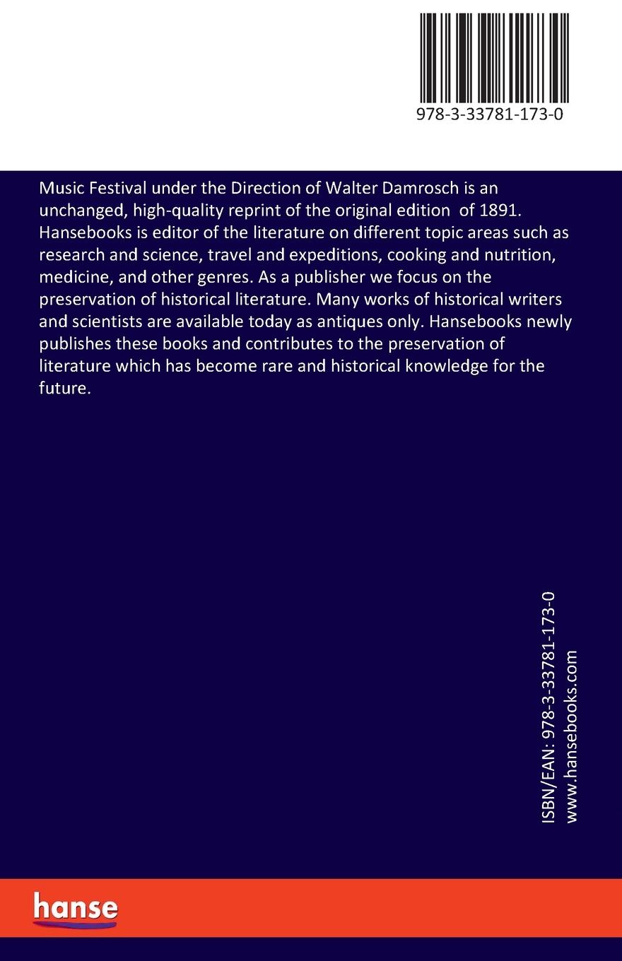 Rückseitencover Music Festival under the Direction of Walter Damrosch
