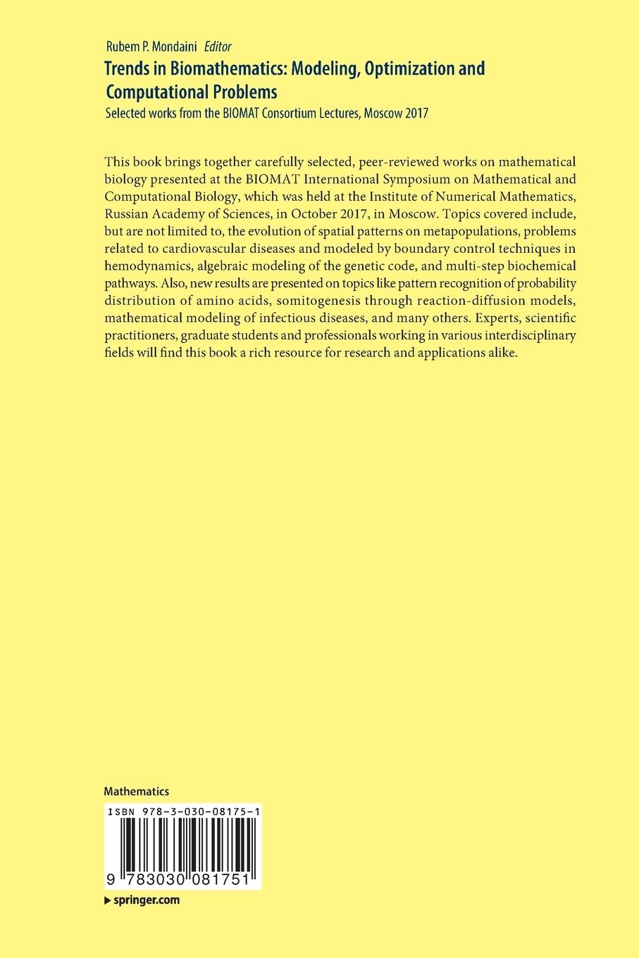 Rückseitencover Trends in Biomathematics: Modeling, Optimization and Computational Problems