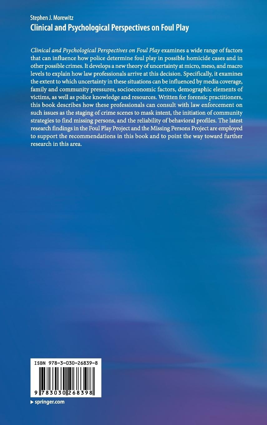 Rückseitencover Clinical and Psychological Perspectives on Foul Play