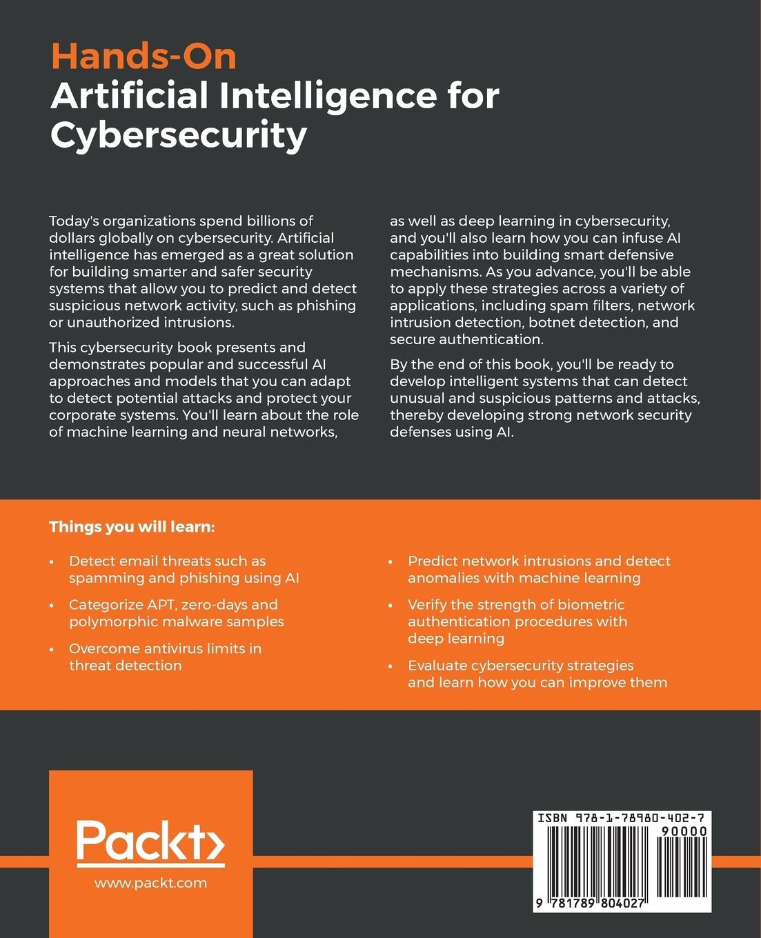 Rückseitencover Hands-On Artificial Intelligence for Cybersecurity