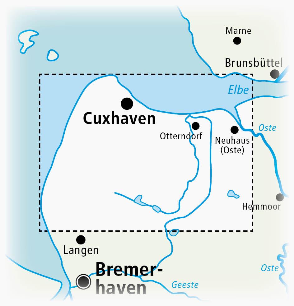 Beispielinhalt (Bild) Cuxhaven und umzu (mit Stadtplan) 1:60 000