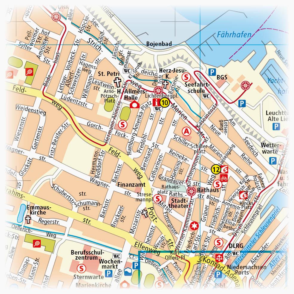Beispielinhalt (Bild) Cuxhaven und umzu (mit Stadtplan) 1:60 000