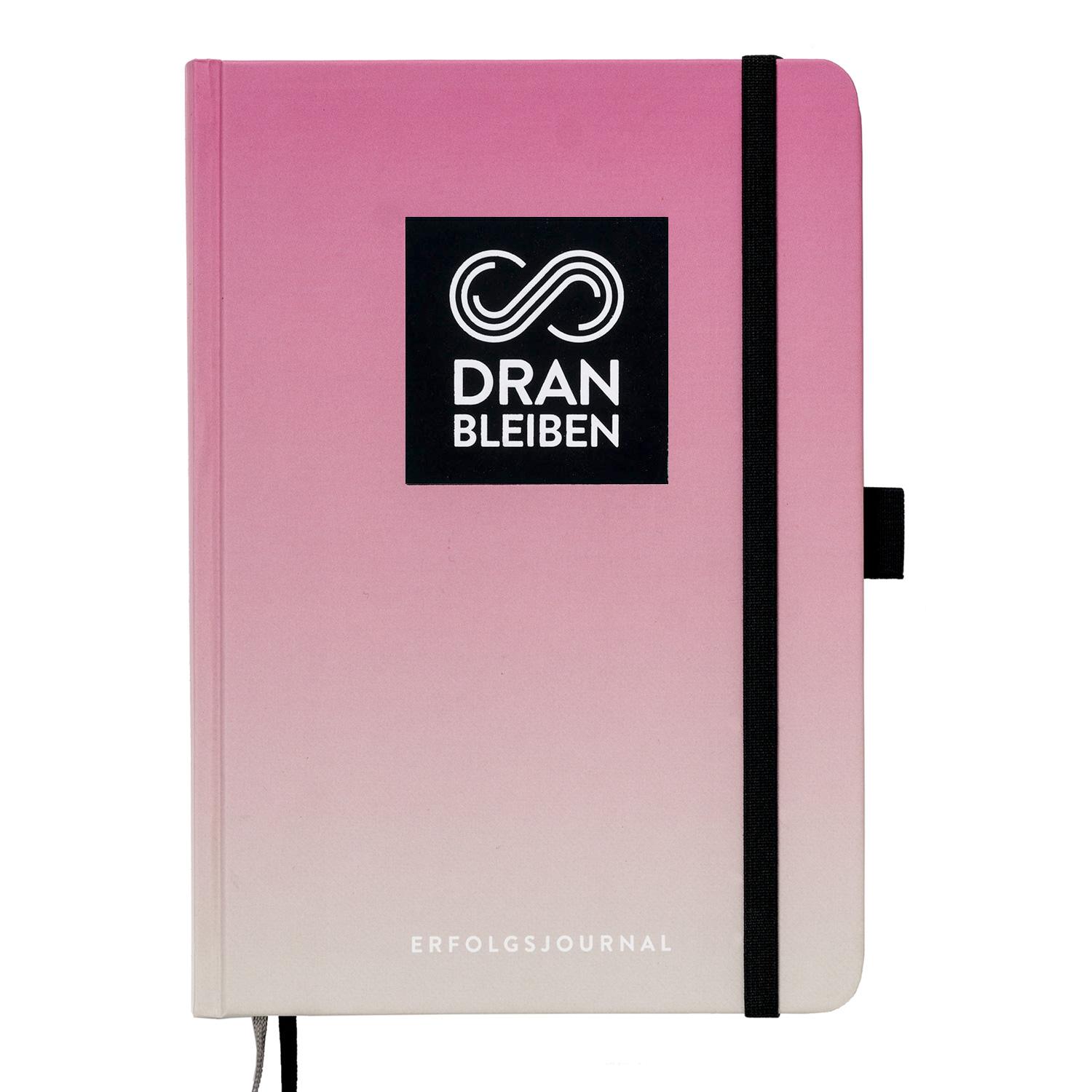 Vorderes Coverbild DRANBLEIBEN Erfolgsjournal, Beachy Rosé