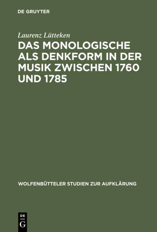 Vorderes Coverbild Das Monologische als Denkform in der Musik zwischen 1760 und 1785