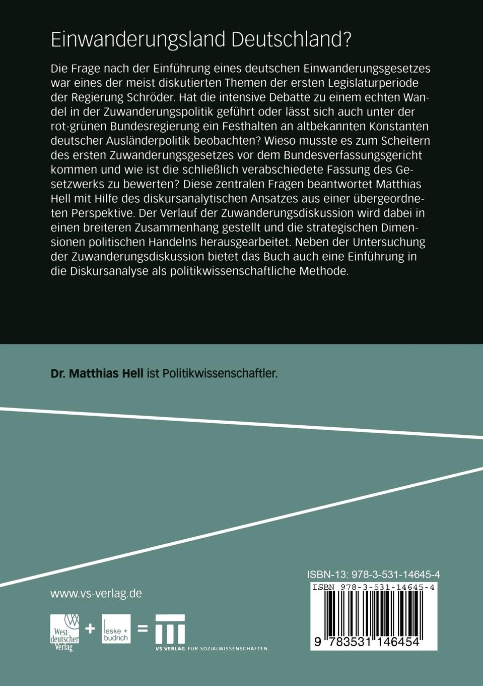 Rückseitencover Einwanderungsland Deutschland?