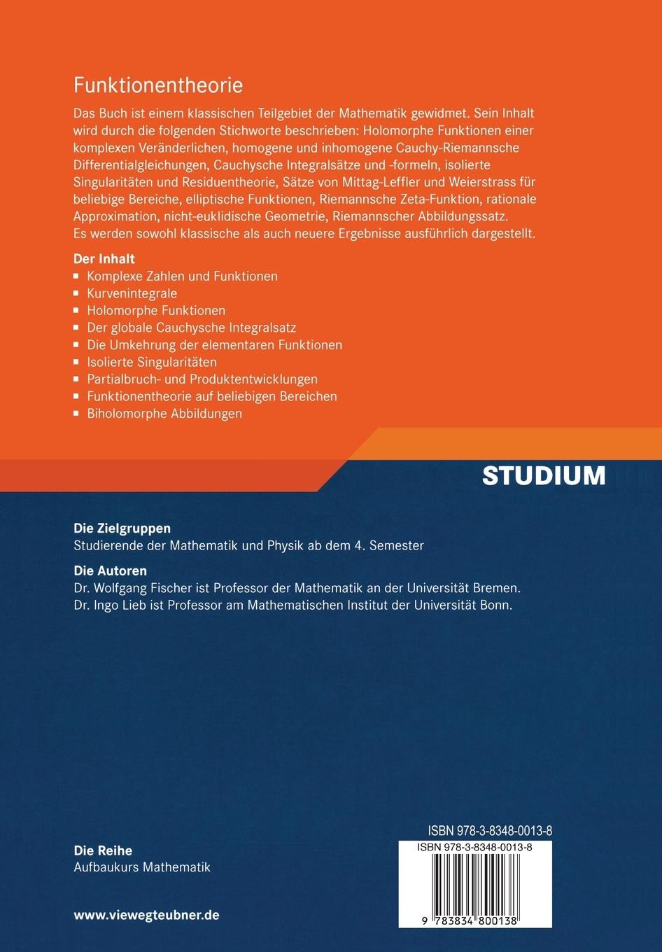 Rückseitencover Funktionentheorie