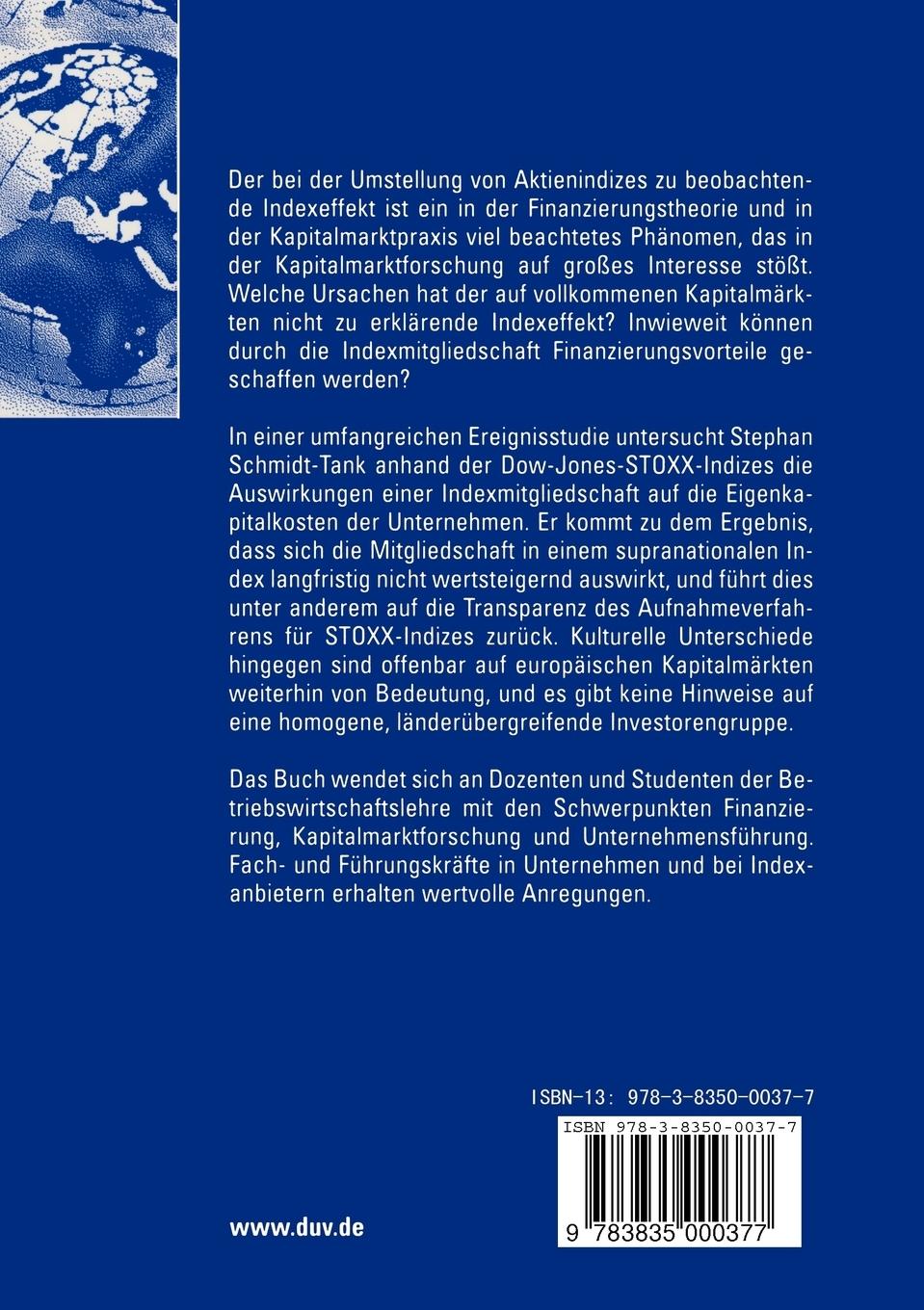 Rückseitencover Indexeffekte am europäischen Kapitalmarkt
