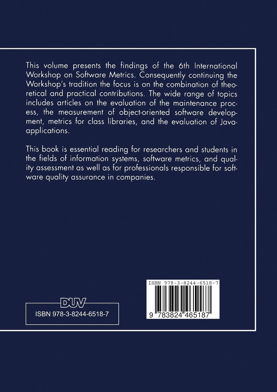 Rückseitencover Software Metrics
