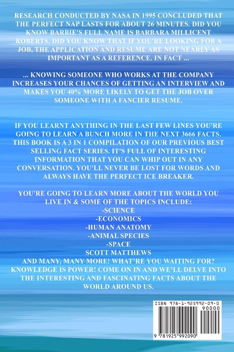 Rückseitencover 3666 Interesting, Fun And Crazy Facts You Won't Believe Are True - The Knowledge Encyclopedia To Win Trivia